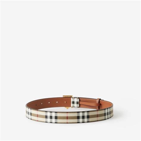 burberry plaque london check and leather belt|Check and Leather TB Belt in Archive beige/light gold .